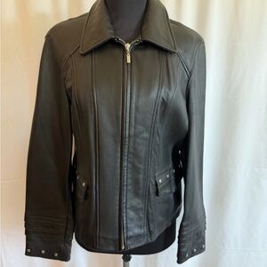 Adler Collection Women’s Black Leather Jacket With Studs - Size Medium